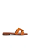 Kaanas Papagayo Double Braid Slides In 白兰地酒红