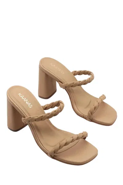 Kaanas Rosa Double Twisted Band Heel In Sand In Brown