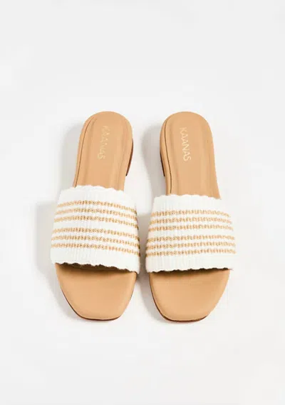 Kaanas Sage Handwoven Slide Sandal In Cream In White
