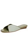 Kaanas Serene Square Toe Woven Flats Olive In Olive
