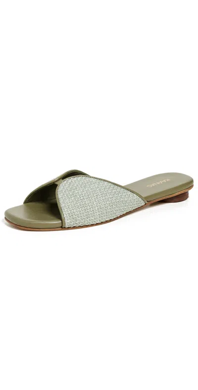 Kaanas Serene Square Toe Woven Flats Olive