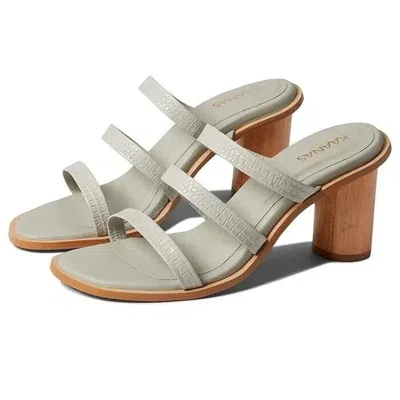 Kaanas Women's  Magdalena Sandals Cement Embossed Leather Strappy Fd1391 In Green
