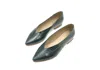 Kaanas Women's Lyon Pointy Croc Flat In Emerald