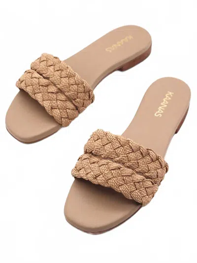 Kaanas Women's Papagayo Double Braid Slide Sandals In Camel