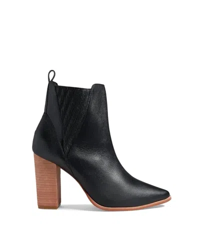 Kaanas Women's Perm Leather Cowboy Ankle Boot In Black