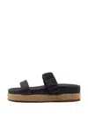 Kaanas Women's Selangor Platform Slide Sandal In Black Leather In Animal Print