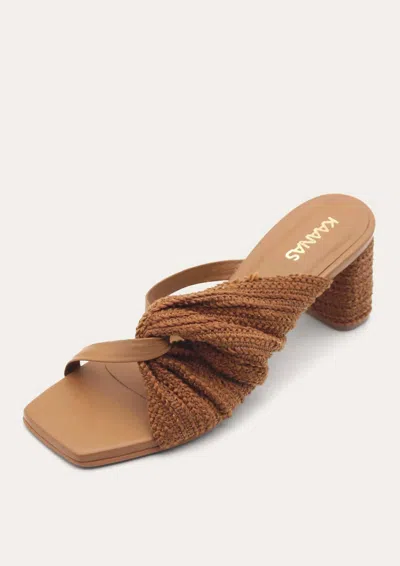 Kaanas Women's Tenorio Asymmetrical Textured Heel Sandal In Caramel In Brown