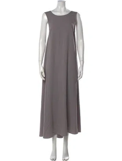 Pre-owned Kaarem Crew Neck Long Dress In Grey
