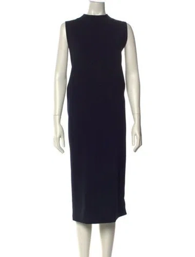 Pre-owned Kaarem Crew Neck Midi Length Dress In Blue