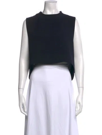 Pre-owned Kaarem Crew Neck Sleeveless Crop Top In Blue