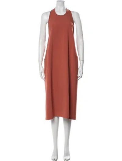 Pre-owned Kaarem Halterneck Midi Length Dress In Orange