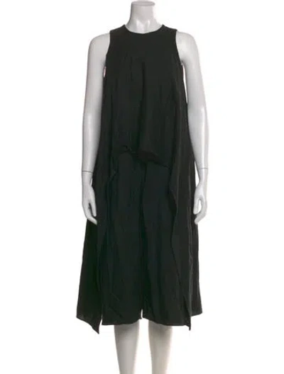Pre-owned Kaarem Linen Crew Neck Jumpsuit In Black