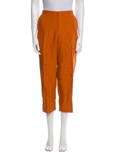 Pre-owned Kaarem Linen Straight Leg Pants In Orange