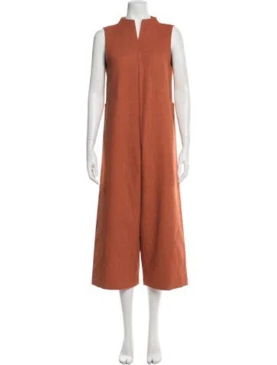 Pre-owned Kaarem Mock Neck Jumpsuit In Orange