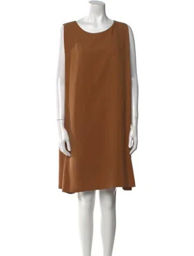 Pre-owned Kaarem Scoop Neck Knee-length Dress In Brown