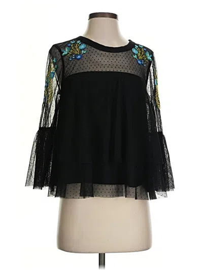 Pre-owned Kaari Blue 3/4 Sleeve Blouse In Black