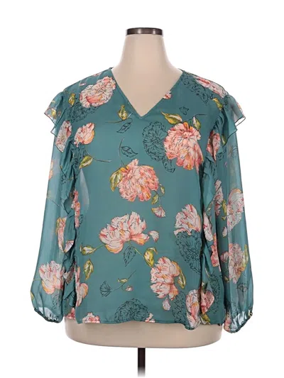 Pre-owned Kaari Blue 3/4 Sleeve Blouse In Blue