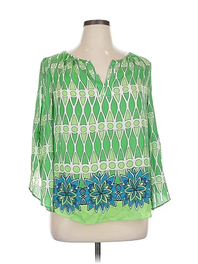 Pre-owned Kaari Blue 3/4 Sleeve Blouse In Green