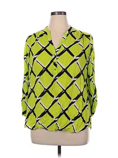 Pre-owned Kaari Blue 3/4 Sleeve Blouse In Green