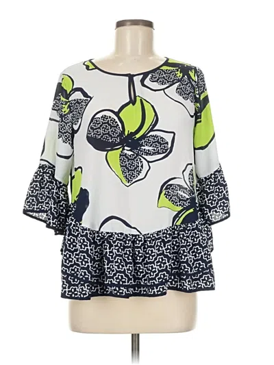 Pre-owned Kaari Blue 3/4 Sleeve Blouse In Green