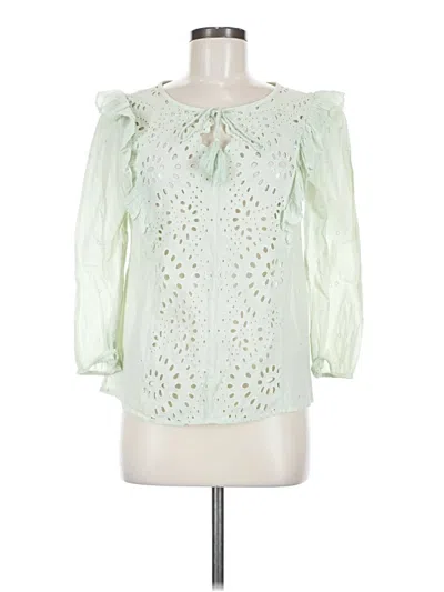 Pre-owned Kaari Blue 3/4 Sleeve Blouse In Green