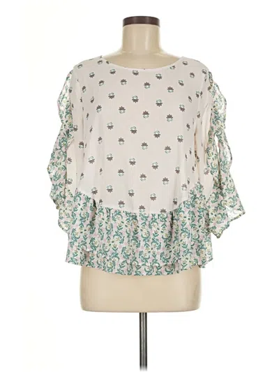 Pre-owned Kaari Blue 3/4 Sleeve Blouse In Ivory