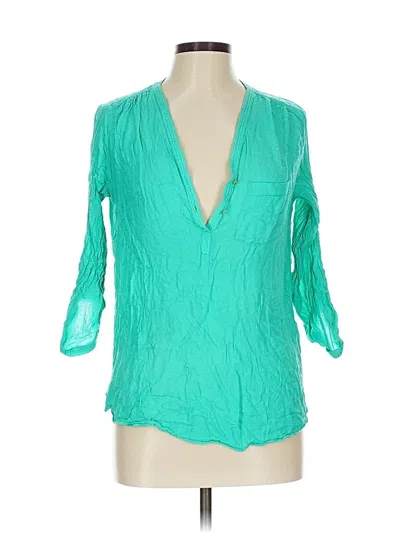 Pre-owned Kaari Blue 3/4 Sleeve Blouse In Teal