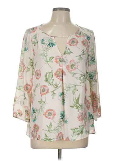 Pre-owned Kaari Blue 3/4 Sleeve Blouse In White