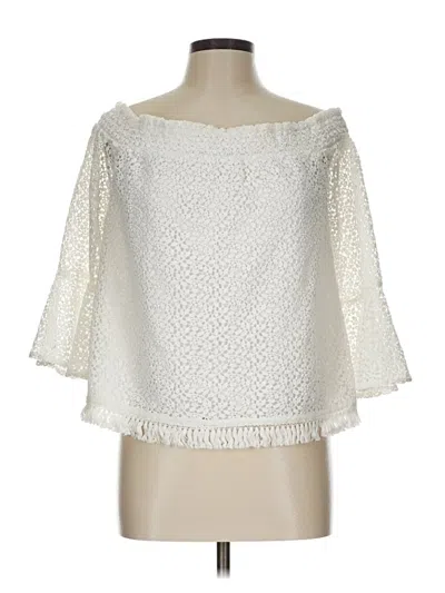Pre-owned Kaari Blue 3/4 Sleeve Blouse In White