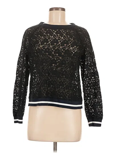 Pre-owned Kaari Blue 3/4 Sleeve Top Black Boatneck Tops