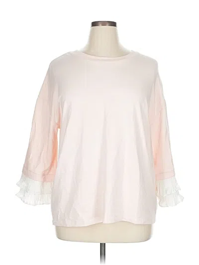 Pre-owned Kaari Blue 3/4 Sleeve Top Pink Crew Neck Tops