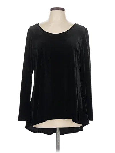 Pre-owned Kaari Blue Long Sleeve Top Black Scoop Neck Tops