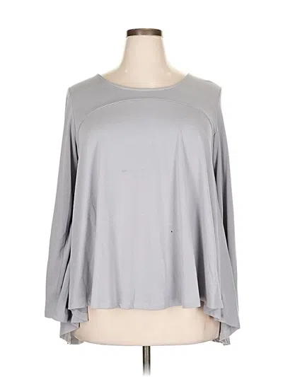 Pre-owned Kaari Blue Long Sleeve Top Gray Boatneck Tops