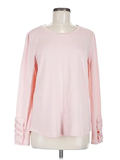 Pre-owned Kaari Blue Long Sleeve Top Pink Boatneck Tops