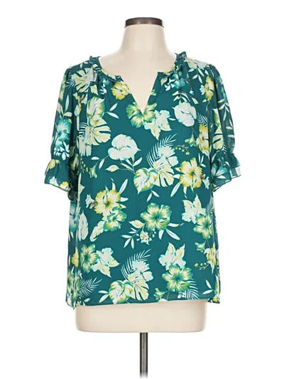Pre-owned Kaari Blue Short Sleeve Blouse In Teal