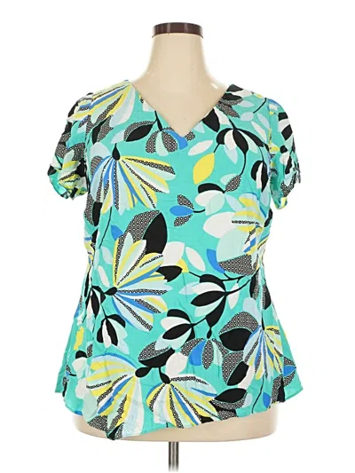 Pre-owned Kaari Blue Short Sleeve Blouse In Teal