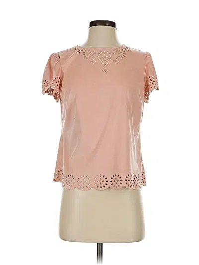 Pre-owned Kaari Blue Short Sleeve Top Pink Keyhole Neckline Tops