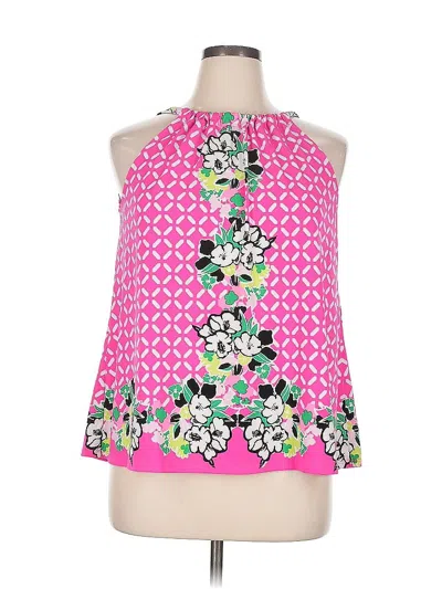 Pre-owned Kaari Blue Tank Top Pink Halter Neckline Tops