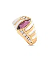 KABANA KABANA 14K 0.32 CT. TW. DIAMOND & TOURMALINE & PEARL RING (AUTHENTIC PRE-OWNED)