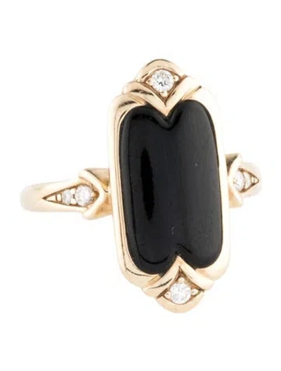 Pre-owned Kabana 14k Coral & Diamond Cocktail Ring In Black