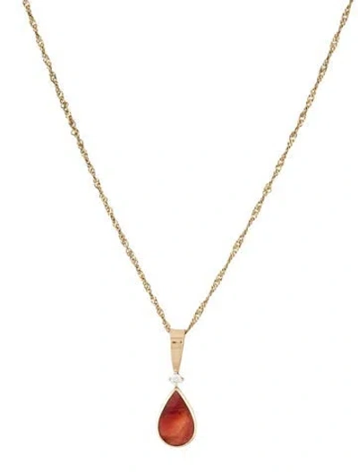 Pre-owned Kabana 14k Diamond Shell Pendant W/ Unbranded Necklace, 18" In Multi