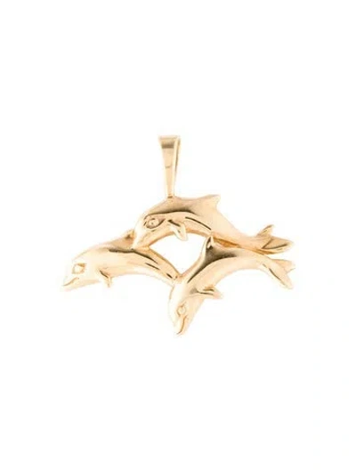 Pre-owned Kabana 14k Dolphin Trio Pendant In Multicolor