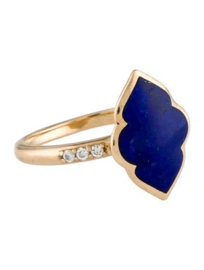 Pre-owned Kabana 14k Lapis Lazuli & Diamond Cocktail Ring In Multi