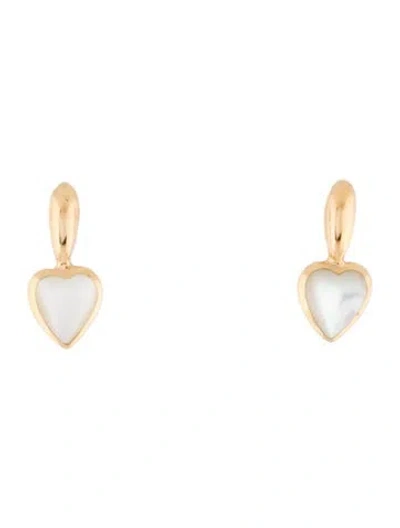 Pre-owned Kabana 14k Mother Of Pearl Heart Drop Earrings In Multi