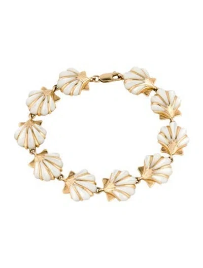 Pre-owned Kabana 14k Mother Of Pearl Link Bracelet, 7.75" In Multi