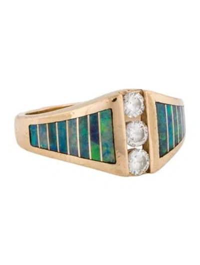 Pre-owned Kabana 14k Opal & Diamond Band In Multi