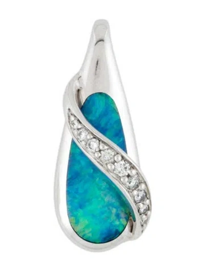 Pre-owned Kabana 14k Opal & Diamond Pendant In Multi