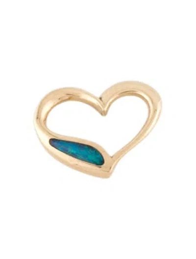 Pre-owned Kabana 14k Opal Heart Pendant In Multicolor