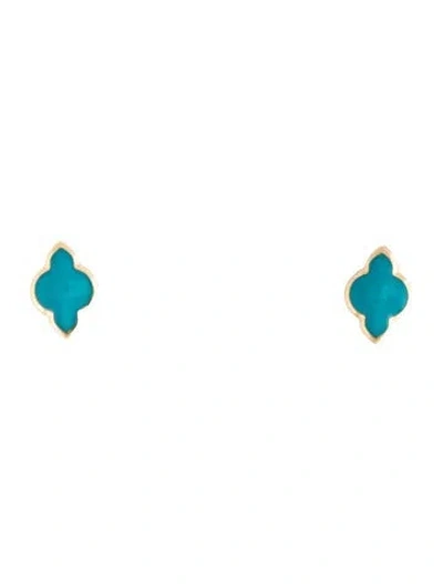 Pre-owned Kabana 14k Turquoise Stud Earrings In Multicolor