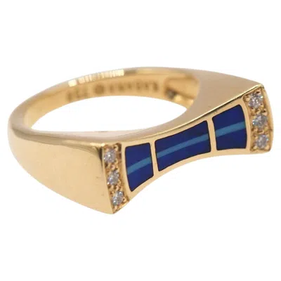 Pre-owned Kabana Lapis Lazuli Diamond 18 Karat Yellow Gold Bow Ring
